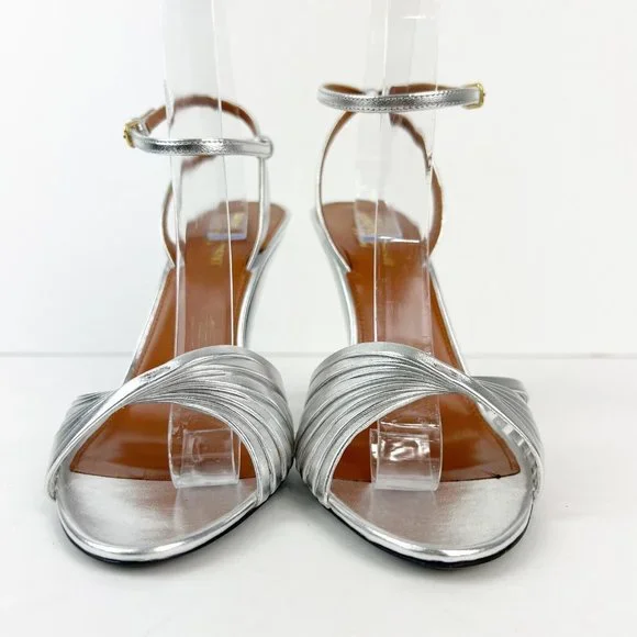 Saint Laurent Tina Strappy Leather High Heel Sandals NIB Size 39.5 US 9.5 - Picture 2 of 9